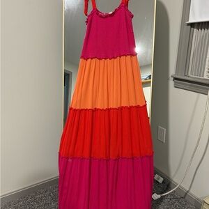 Pink and Orange Sun Dress